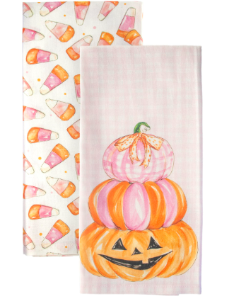 Pink Fall Tea Towels- Set of 2