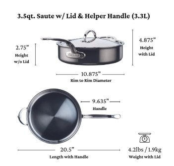 NanoBond Stainless Steel 3.5qt Covered Saute Pan