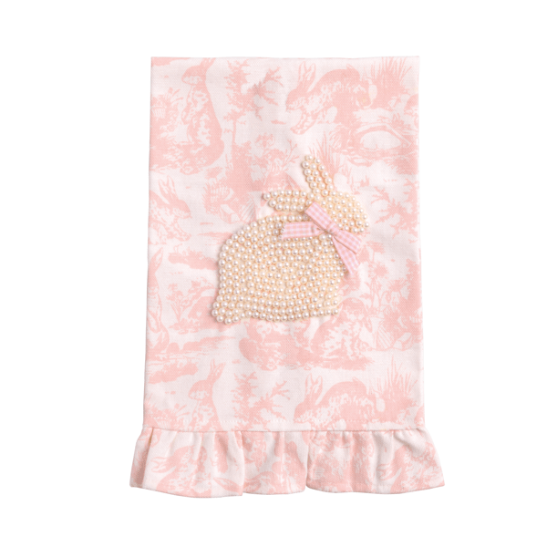 Pink Toile Pearl Bunny Towel