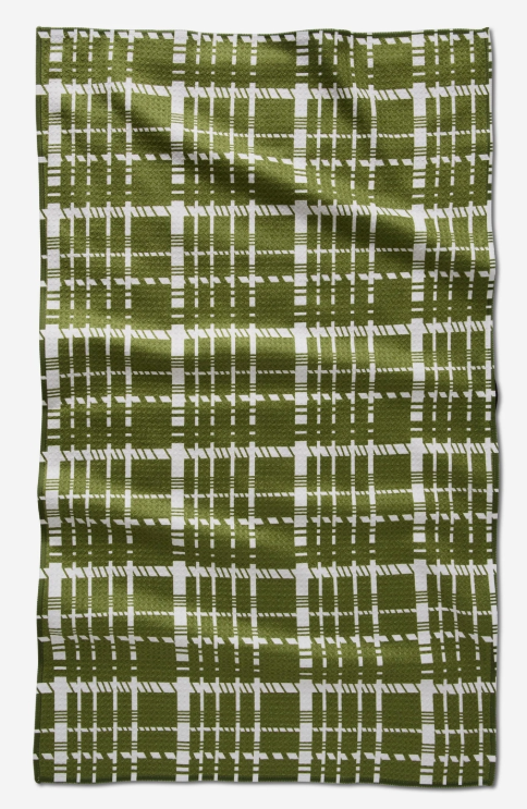 Green Plaid Tea Towel- Geometry