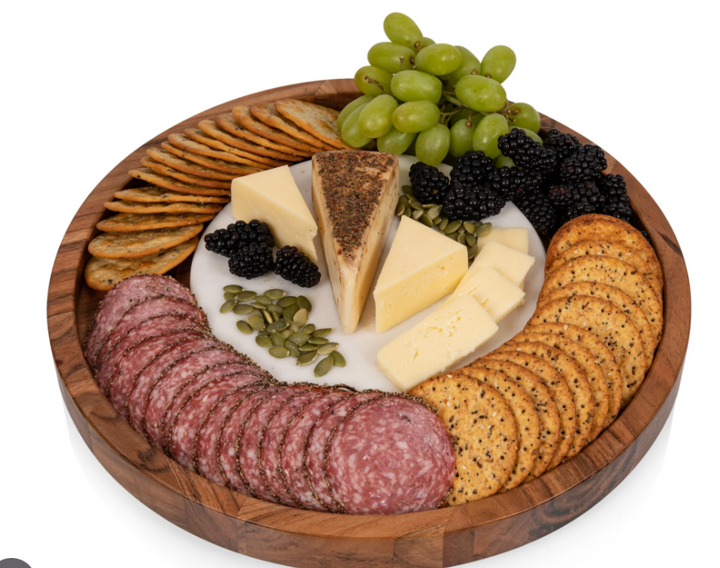Acacia Platter with Marble Cheeseboard