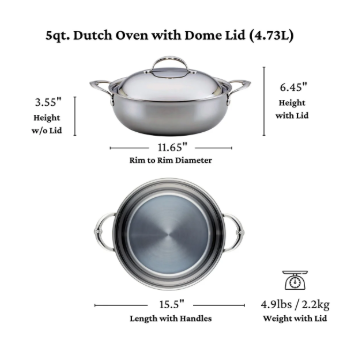 NanoBond Stainless Steel 5qt Dutch Oven with Lid