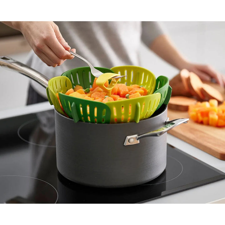 Joseph Joseph Bloom Folding Steamer Basket, Green