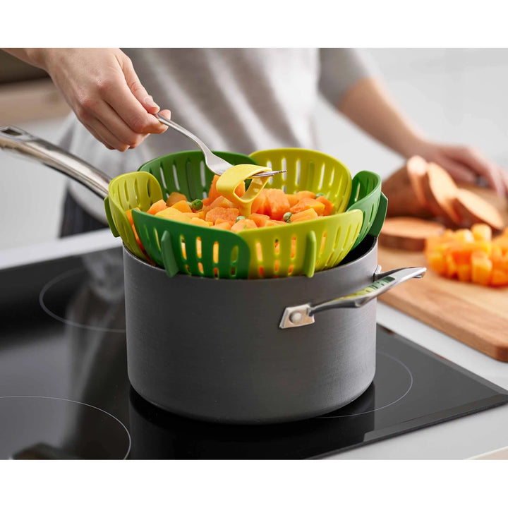 Joseph Joseph Bloom Folding Steamer Basket, Green