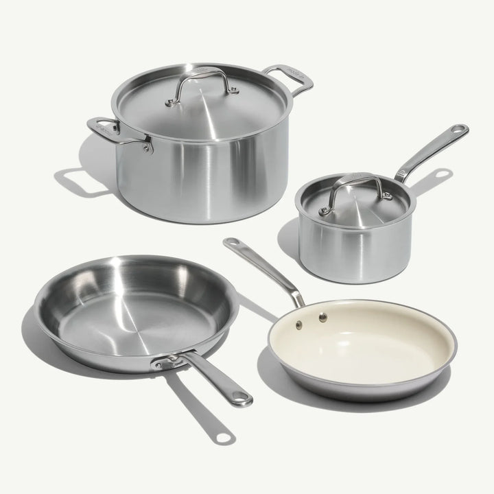 Made In 6-piece stainless clad starter cookware set with ceramic non-stick fry pan