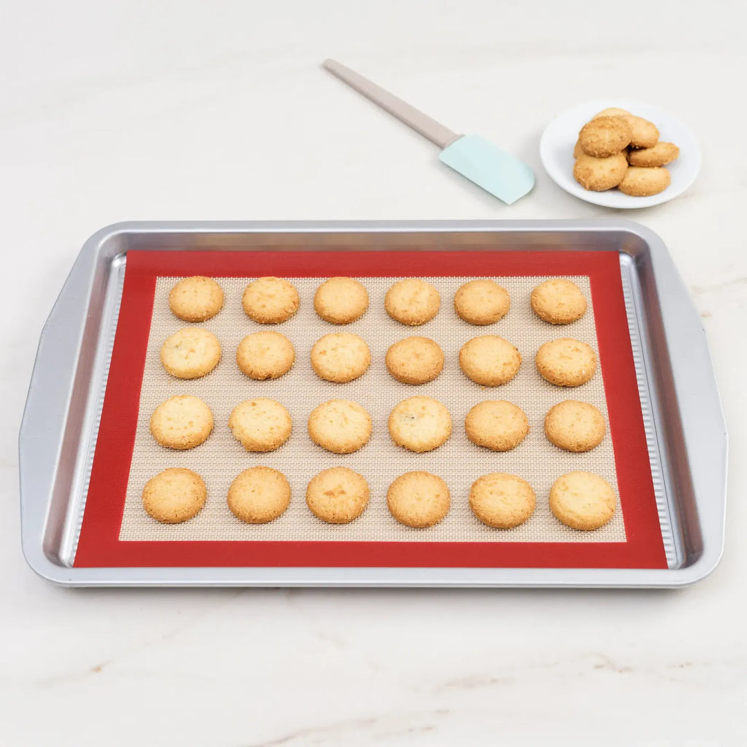 NoStik Silicone Quarter-Sheet Baking Mat, 9 x 11.75 Inch, Red