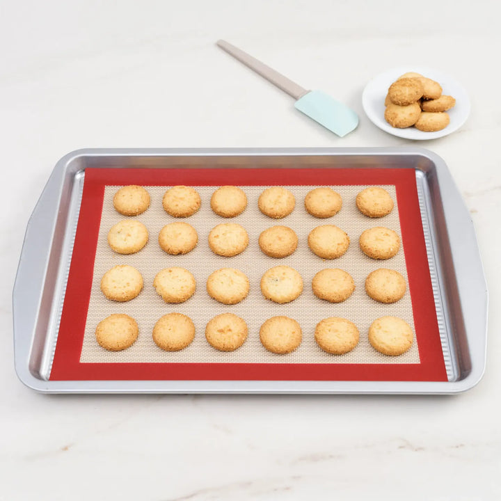 NoStik Silicone Quarter-Sheet Baking Mat, 9 x 11.75 Inch, Red