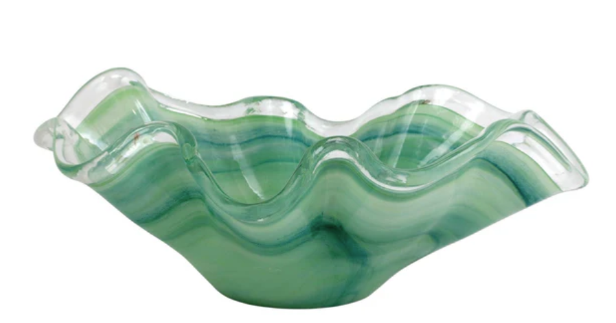 Onda Glass Green Bowl- VIETRI