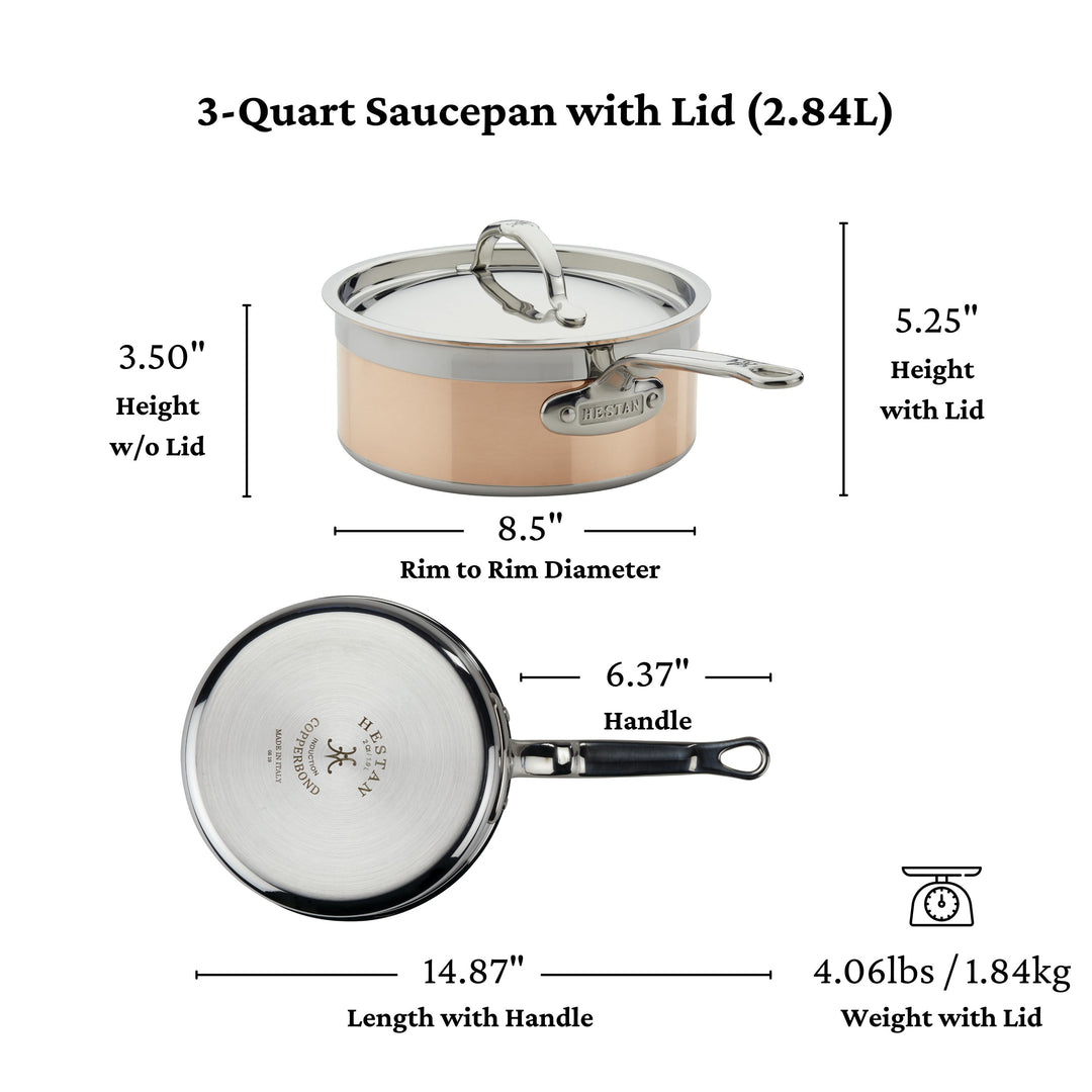 CopperBond 3qt Covered Saucepan
