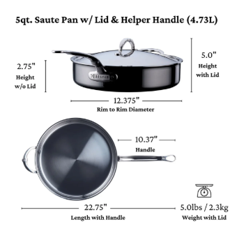 NanoBond Stainless Steel 5qt Covered Saute Pan