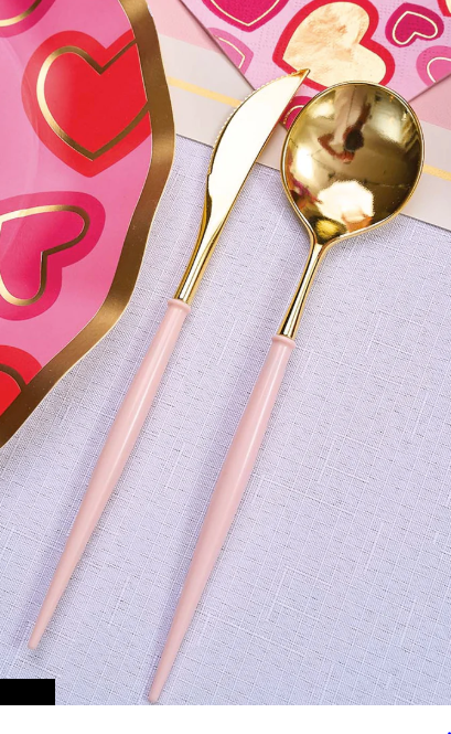 Gold & Blush Disposable Flatware