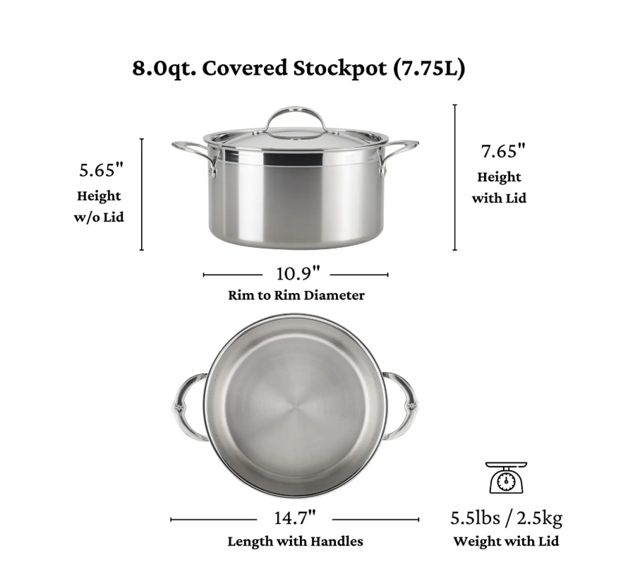 ProBond Stainless Steel 8qt Covered Stockpot