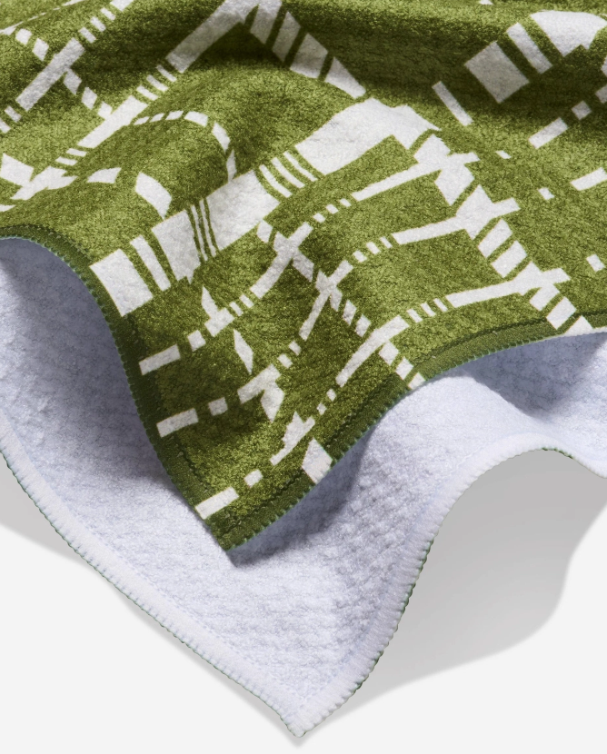 Green Plaid Tea Towel- Geometry