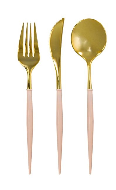 Gold & Blush Disposable Flatware