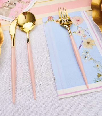 Gold & Blush Disposable Flatware
